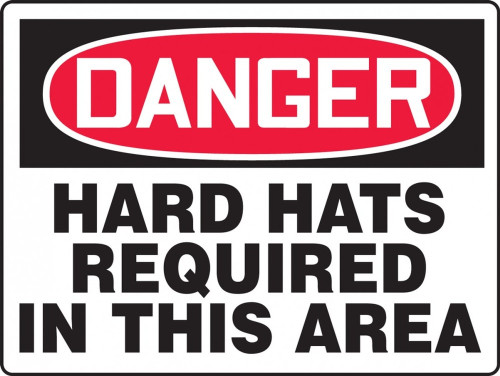 Contractor Preferred OSHA Danger Safety Sign: Hard Hats Required In This Area 7" x 10" Plastic (.040") 1/Each - EPPE132CP