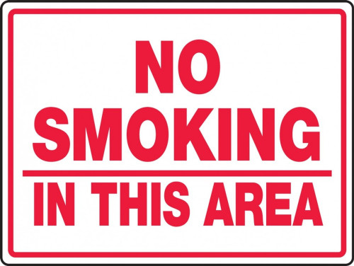 Contractor Preferred Safety Sign: No Smoking In This Area 7" x 10" Aluminum SA 1/Each - ESMK903CA
