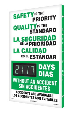 Digi-Day 3 Electronic Safety Scoreboards: Safety Is The Priority - Quality Is The Standard 28" x 20" - FBSCK117