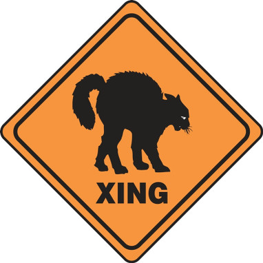 Halloween Signs: (Cat) Xing 4" x 4" PF-Cardstock 1/Each - HAL103