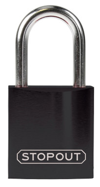 STOPOUT Compact Anodized Aluminum Padlocks 1 1/4" Black Keyed Differently, Keyed Differently, Master Keyed (sold separately) Shackle Clearance Ht.: 1" 1/Each - KDL423BK