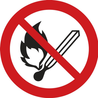 ISO Prohibition Safety Label: No Fire Or Open Flame (2011) 2" Adhesive Dura-Vinyl 10/Pack - LSGP6332