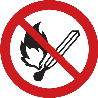 ISO Prohibition Safety Label: No Fire Or Open Flame (2011) 8" Adhesive Dura-Vinyl 1/Each - LSGP6338