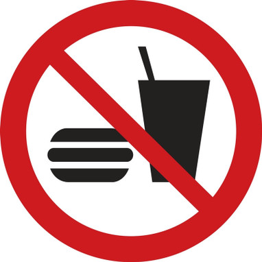 ISO Prohibition Safety Label: No Eating Or Drinking (2011) 2" Adhesive Dura-Vinyl 10/Pack - LSGP6682