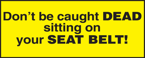 Safety Label: Don't Be Caught Dead Sitting On Your Seatbelt 2" x 5" Adhesive Dura-Vinyl 1/Each - LVHR509