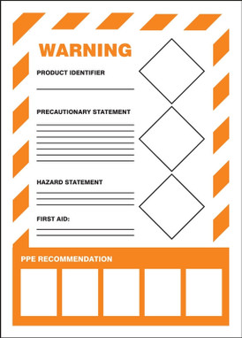 GHS Secondary Container Labels - WARNING 7" x 5" Adhesive Vinyl 5/Pack - LZH301VSP