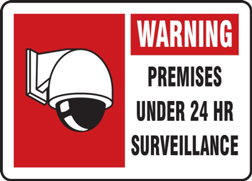 Video Surveillance Sign: Warning - Premises Under 24 Hr Surveillance English 10" x 14" Plastic 1/Each - MASE302VP