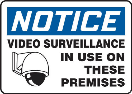 OSHA Notice Video Surveillance Sign: Video Surveillance In Use On These Premises 10" x 14" Dura-Plastic 1/Each - MASE821XT