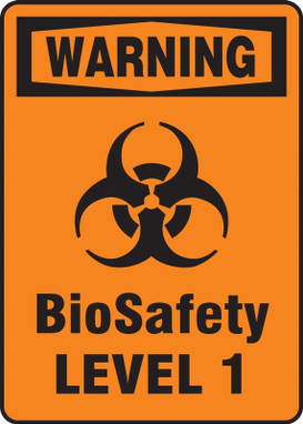 OSHA Warning Biohazard Sign: BioSafety Level LEVEL 1 14" x 10" Aluminum 1/Each - MBHZ321VA