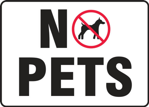 Pet Signs: No Pets 7" x 10" Plastic 1/Each - MCAW549VP