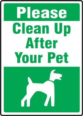 Pet Signs: Please Clean Up After Your Pet 10" x 7" Accu-Shield 1/Each - MCAW561XP