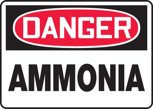 OSHA Danger Safety Sign: Ammonia English 14" x 20" Adhesive Vinyl 1/Each - MCHG019VS