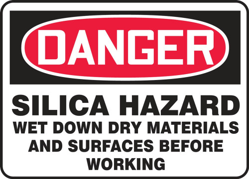 OSHA Danger Safety Sign: Silica Hazard 14" x 20" Adhesive Vinyl 1/Each - MCHG147VS