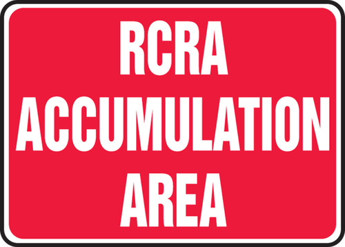 Safety Sign: RCRA Accumulation Area 10" x 14" Accu-Shield 1/Each - MCHL585XP