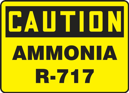 OSHA Caution Safety Sign: Ammonia R-717 10" x 14" Adhesive Vinyl 1/Each - MCHL721VS