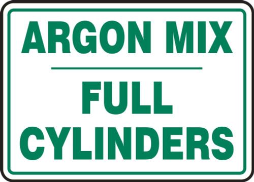 Cylinder Sign: Argon Mix Cylinder Status Cylinder Status: FULL 10" x 14" Plastic 1/Each - MCPG524VP