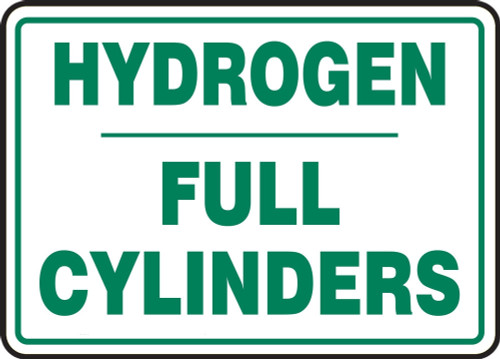 Cylinder Sign: Hydrogen Cylinder Status Cylinder Status: FULL 10" x 14" Aluminum 1/Each - MCPG548VA