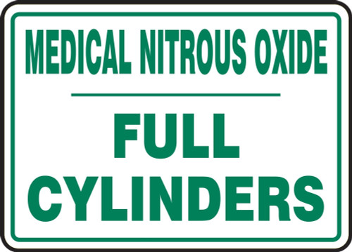 Cylinder Sign: Medical Nitrous Oxide Cylinder Status Cylinder Status: FULL 10" x 14" Plastic 1/Each - MCPG557VP