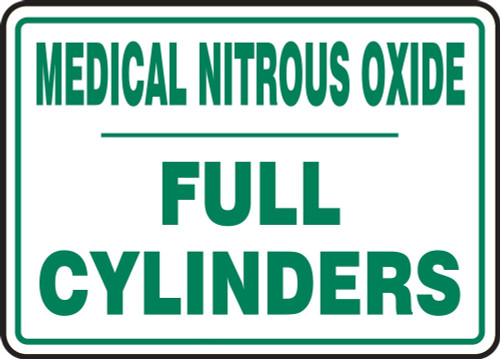 Cylinder Sign: Medical Nitrous Oxide Cylinder Status Cylinder Status: FULL 10" x 14" Adhesive Vinyl 1/Each - MCPG557VS