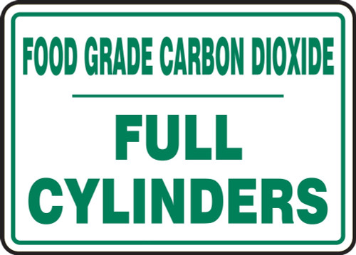 Cylinder Sign: Food Grade Carbon Dioxide Cylinder Status Cylinder Status: FULL 10" x 14" Aluminum 1/Each - MCPG559VA