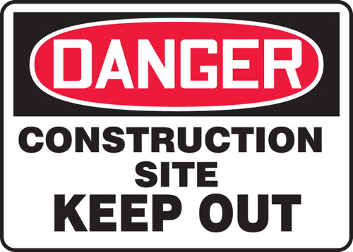 OSHA Danger Safety Sign: Construction Site - Keep Out 7" x 10" Adhesive Vinyl 1/Each - MCRT139VS