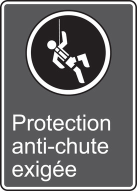 CSA Safety Sign: Protection Anit-Chute Exigée 14" x 10" Dura-Fiberglass 1/Each - MCSA518XF