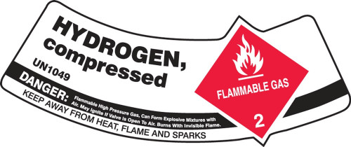 Safety Label: Hydrogen Compressed 2" x 5 1/4" - MCSLHYRVSP