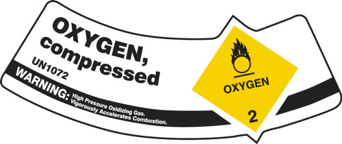 Cylinder Shoulder Labels: Oxygen, Compressed 2" x 5 1/4" - MCSLOXYVSP