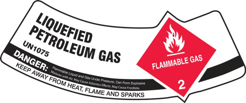 Cylinder Shoulder Labels: Liquefied Petroleum Gas 2" x 5 1/4" - MCSLPERVSP