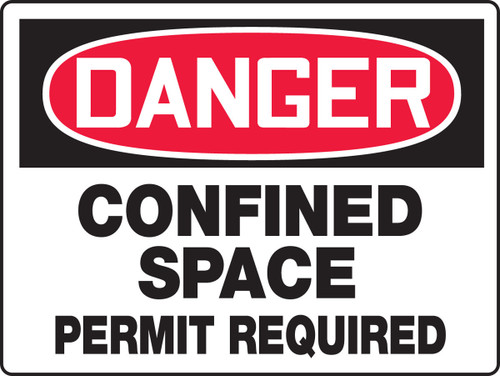 BIGSigns OSHA Danger Safety Sign: Confined Space - Permit Required 10" x 14" Adhesive Vinyl 1/Each - MCSP085VS