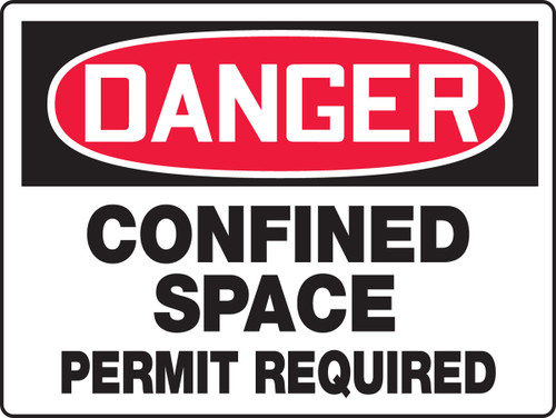 BIGSigns OSHA Danger Safety Sign: Confined Space - Permit Required 14" x 20" Adhesive Dura-Vinyl 1/Each - MCSP086XV