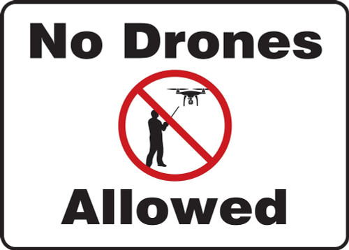 Safety Sign: No Drones Allowed 14" x 20" Aluminum 1/Each - MDRN500VA
