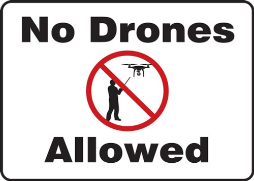 Safety Sign: No Drones Allowed 14" x 20" Adhesive Vinyl 1/Each - MDRN500VS