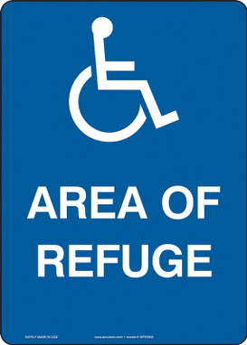 Safety Sign: Area Of Refuge Sign Arrow Direction: No Arrow 14" x 10" Plastic 1/Each - MFEX600VP