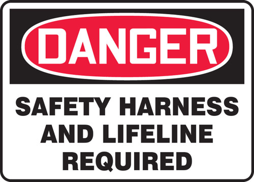 OSHA Danger Safety Sign: Safety Harness And Lifeline Required 7" x 10" Aluminum 1/Each - MFPR103VA