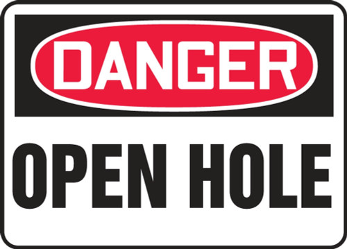 Contractor Preferred OSHA Danger Safety Sign: Open Hole 10" x 14" Adhesive Vinyl (3.5 mil) 1/Each - ECRT009CS