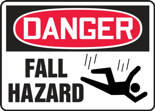 Contractor Preferred OSHA Danger Safety Sign: Fall Hazard 10" x 14" Adhesive Vinyl (3.5 mil) 1/Each - ECSP188CS