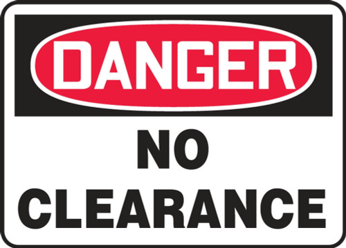 Contractor Preferred OSHA Danger Safety Sign: No Clearance 10" x 14" Adhesive Vinyl (3.5 mil) 1/Each - EECR006CS