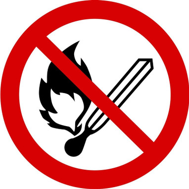 ISO Prohibition Safety Sign: No Fire Or Open Flame (2011) 6" Aluminum 1/Each - MISO513VA