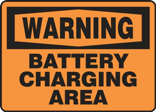 Contractor Preferred OSHA Warning Safety Sign: Battery Charging Area 10" x 14" Adhesive Vinyl (3.5 mil) 1/Each - EELC305CS