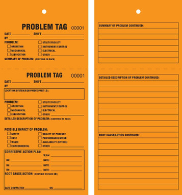 TPM Tags: Problem Tag 8 1/2" x 3 7/8" Cardstock - MMT104FCP