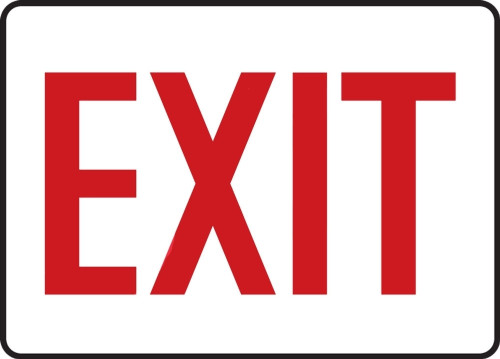 Contractor Preferred Safety Sign: Exit (Red on White) 10" x 14" Aluminum SA 1/Each - EEXT906CA