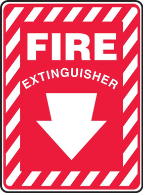 Contractor Preferred Safety Sign: Fire Extinguisher (Down Arrow White) 10" x 7" Aluminum SA 1/Each - EFXG417CA