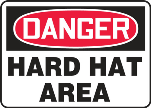 Contractor Preferred OSHA Danger Safety Sign: Hard Hat Area 7" x 10" Plastic (.040") 1/Each - EPPA004CP