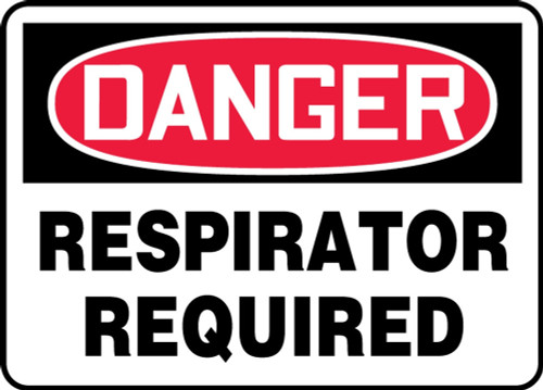Contractor Preferred OSHA Danger Safety Sign: Respirator Required 10" x 14" Adhesive Vinyl (3.5 mil) 1/Each - EPPA034CS