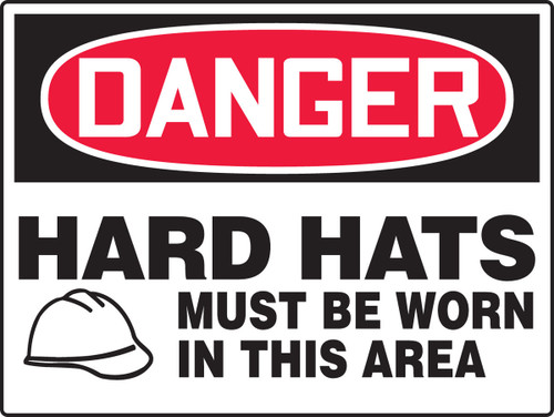 BIGSigns OSHA Danger Safety Sign: Hard Hats Must Be Worn In This Area (Graphic) 10" x 14" Aluma-Lite 1/Each - MPPE049XL