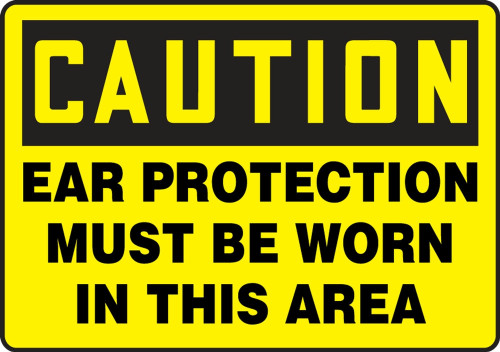 Contractor Preferred OSHA Caution Safety Sign: Ear Protection Required Beyond This Point 10" x 14" Aluminum SA 1/Each - EPPA603CA