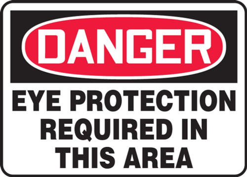 Contractor Preferred OSHA Danger Safety Sign: Eye Protection Required In This Area 10" x 14" Adhesive Vinyl (3.5 mil) 1/Each - EPPE010CS