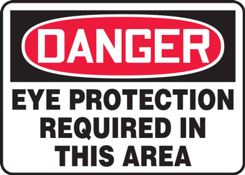 Contractor Preferred OSHA Danger Safety Sign: Eye Protection Required In This Area 7" x 10" Plastic (.040") 1/Each - EPPE011CP