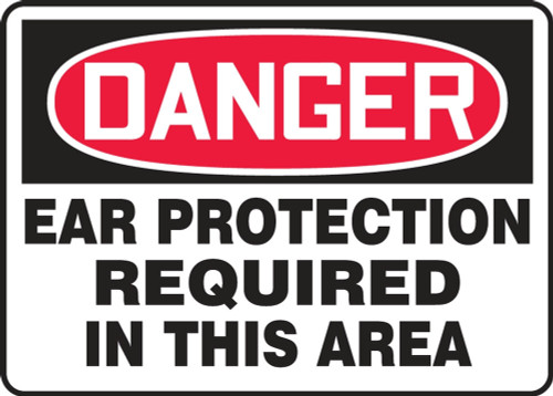 Contractor Preferred OSHA Danger Safety Sign: Ear Protection Required In This Area 10" x 14" Adhesive Vinyl (3.5 mil) 1/Each - EPPE108CS